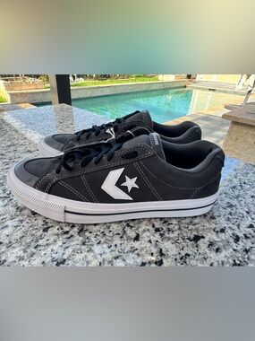 Converse Black and White Low-Top Suede Sneakers size 11.5